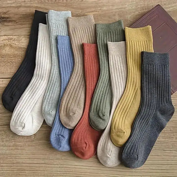 Vibrant Mixed Color Striped Comfort Crew Socks