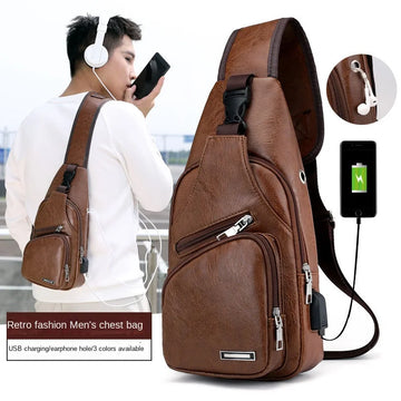 Spot Men's Chest Bag with Headphone Hole